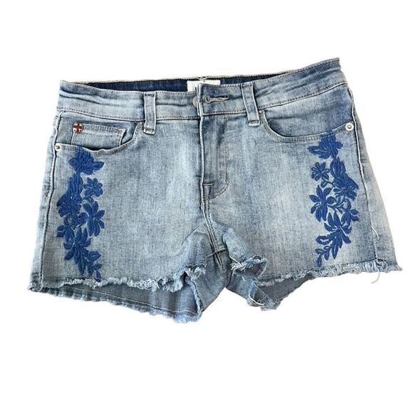 HUDSON Jeans Boho Denim Embroidered Frayed Hem Shorts Girls 14 - Picture 1 of 9